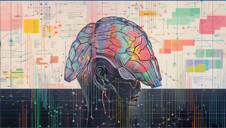 painting of a person with a brain on their head