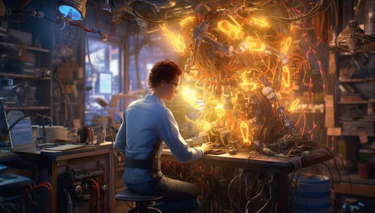 image of a woman working on a computer in a room